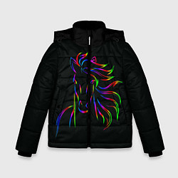 Куртка зимняя для мальчика Лошадка, цвет: 3D-черный