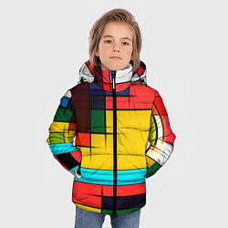 Куртка зимняя для мальчика Абстрактные фигуры цвета, цвет: 3D-черный — фото 2