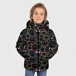 Куртка зимняя для мальчика SLAVA MARLOW - Неоновые смайлы, цвет: 3D-красный — фото 2
