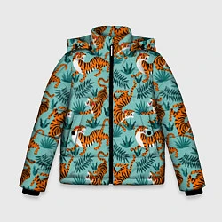 Куртка зимняя для мальчика Рычащие Тигры Паттерн, цвет: 3D-черный