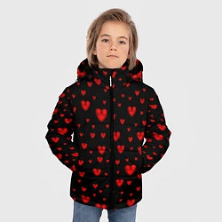 Куртка зимняя для мальчика Красные сердца, цвет: 3D-светло-серый — фото 2