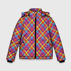 Куртка зимняя для мальчика Клеточный узор, цвет: 3D-черный