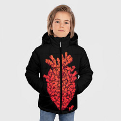 Куртка зимняя для мальчика Сердце Из Котиков, цвет: 3D-черный — фото 2