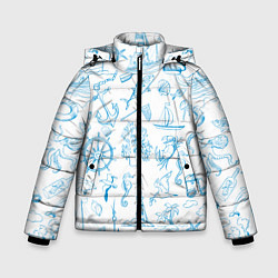 Куртка зимняя для мальчика Морская тема, цвет: 3D-светло-серый