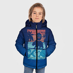 Куртка зимняя для мальчика Медведь на серфинге, цвет: 3D-черный — фото 2