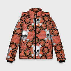 Куртка зимняя для мальчика Кирпичные черепа, цвет: 3D-черный