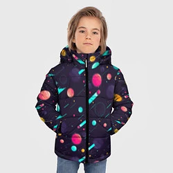 Куртка зимняя для мальчика Космические движения комет, цвет: 3D-черный — фото 2