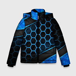 Куртка зимняя для мальчика 3D luxury blue 3Д СОТЫ и плиты, цвет: 3D-светло-серый