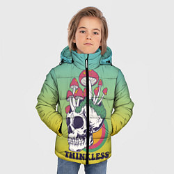Куртка зимняя для мальчика Поганки на черепе Психоделика, цвет: 3D-черный — фото 2