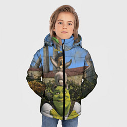 Куртка зимняя для мальчика Шрек, Кот и Осёл, цвет: 3D-черный — фото 2