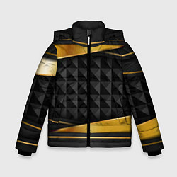 Куртка зимняя для мальчика 3D luxury black gold Плиты 3Д, цвет: 3D-черный