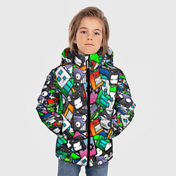 Куртка зимняя для мальчика Geometry Dash: Pattern Z, цвет: 3D-красный — фото 2