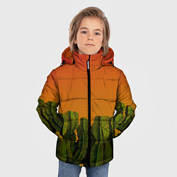 Куртка зимняя для мальчика Кактусы на закате, цвет: 3D-черный — фото 2