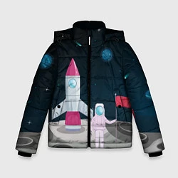 Куртка зимняя для мальчика Астронавт покоряет космос, цвет: 3D-светло-серый