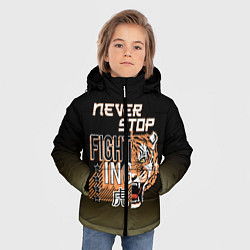 Куртка зимняя для мальчика FIGHT TIGER тигр боец, цвет: 3D-черный — фото 2