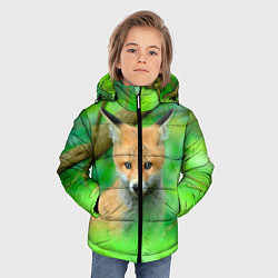 Куртка зимняя для мальчика Лисенок в зеленом лесу, цвет: 3D-красный — фото 2