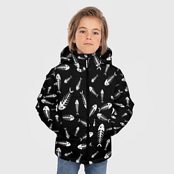 Куртка зимняя для мальчика Скелеты рыб, цвет: 3D-черный — фото 2