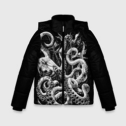 Куртка зимняя для мальчика Кракен Монстр, цвет: 3D-черный