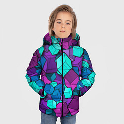 Куртка зимняя для мальчика СИРЕНЕВЫЕ КУБЫ, цвет: 3D-черный — фото 2