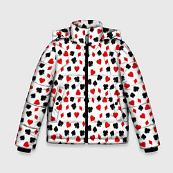 Куртка зимняя для мальчика Карточные Масти, цвет: 3D-черный