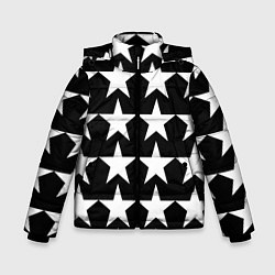 Куртка зимняя для мальчика Белые звёзды на чёрном фоне, цвет: 3D-черный
