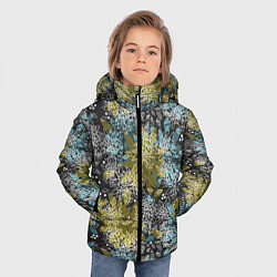 Куртка зимняя для мальчика Черно оливковый цветочный, цвет: 3D-красный — фото 2