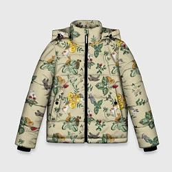Куртка зимняя для мальчика Зайчики с Цветочками, цвет: 3D-черный