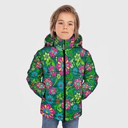 Куртка зимняя для мальчика Поле разноцветных цветков, цвет: 3D-черный — фото 2