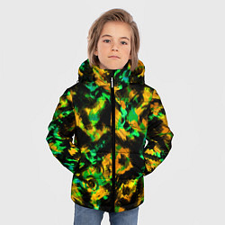 Куртка зимняя для мальчика Абстрактный желто-зеленый узор, цвет: 3D-светло-серый — фото 2