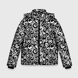 Куртка зимняя для мальчика Черно-белая роспись, цвет: 3D-черный