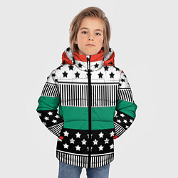 Куртка зимняя для мальчика Полосатый звездный узор, цвет: 3D-черный — фото 2