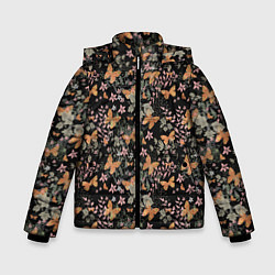 Куртка зимняя для мальчика Ретро узор Бабочки, цвет: 3D-черный