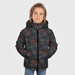 Куртка зимняя для мальчика Серо-коричневый цветочный узор, цвет: 3D-черный — фото 2