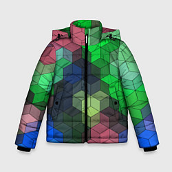 Куртка зимняя для мальчика Разноцветный геометрический уз, цвет: 3D-светло-серый
