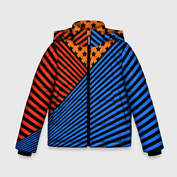 Куртка зимняя для мальчика Комбинированный полосатый узор, цвет: 3D-черный