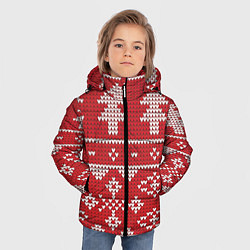 Куртка зимняя для мальчика Вязаный рисунок, цвет: 3D-красный — фото 2
