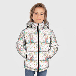 Куртка зимняя для мальчика Единороги паттерном, цвет: 3D-черный — фото 2