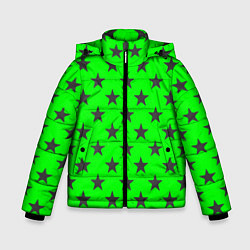 Куртка зимняя для мальчика Звездный фон зеленый, цвет: 3D-красный