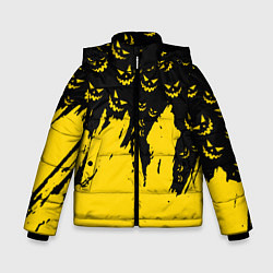 Куртка зимняя для мальчика Тыквенные смайлы, цвет: 3D-черный