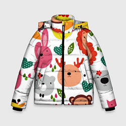 Куртка зимняя для мальчика Головы милых животных, цвет: 3D-черный