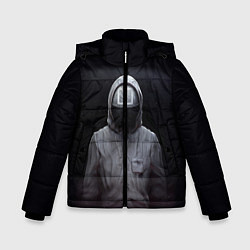 Куртка зимняя для мальчика ИГРА В КАЛЬМАРА СОТРУДНИК КВАДРАТ, цвет: 3D-черный