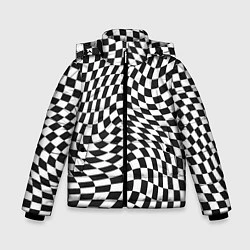 Куртка зимняя для мальчика Черно-белая клетка Black and white squares, цвет: 3D-черный