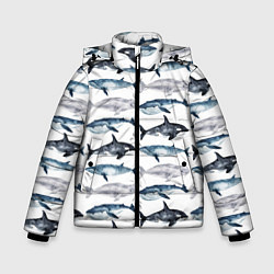 Куртка зимняя для мальчика Принт с китами, цвет: 3D-красный