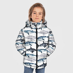 Куртка зимняя для мальчика Принт с китами, цвет: 3D-красный — фото 2