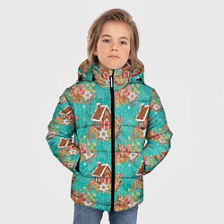 Куртка зимняя для мальчика Рождественские пряники паттерн, цвет: 3D-черный — фото 2