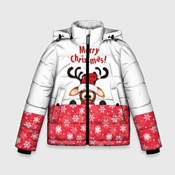 Куртка зимняя для мальчика Оленёнок Merry Christmas, цвет: 3D-красный