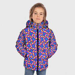 Куртка зимняя для мальчика Красочный фон с цветами, цвет: 3D-черный — фото 2