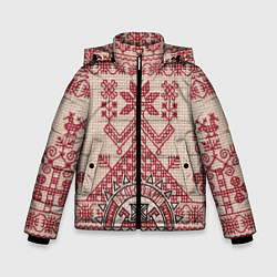 Куртка зимняя для мальчика Славянская вышивка Узоры Руси, цвет: 3D-светло-серый