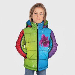 Куртка зимняя для мальчика Цветное рождество Snowflake, цвет: 3D-черный — фото 2
