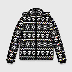 Куртка зимняя для мальчика Свитер с черепами, цвет: 3D-черный